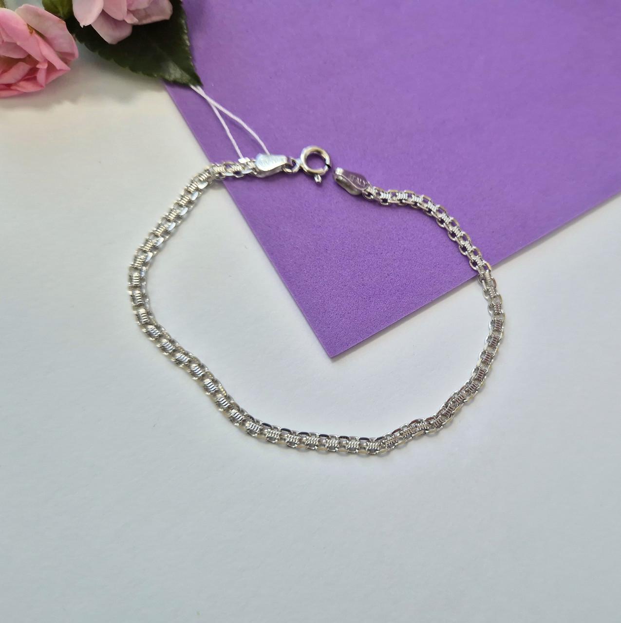 Браслет плоский бисмарк серебро 925 пробы родированное 2,60 г 18 см (816р2/18)