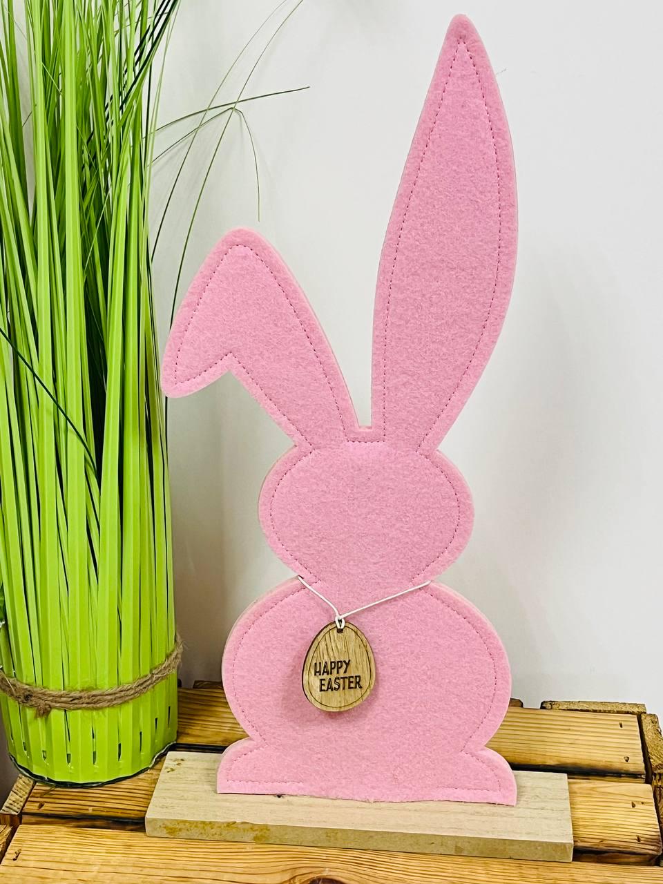 Великодній кролик фетровий Melinera 22х41х6 см Рожевий