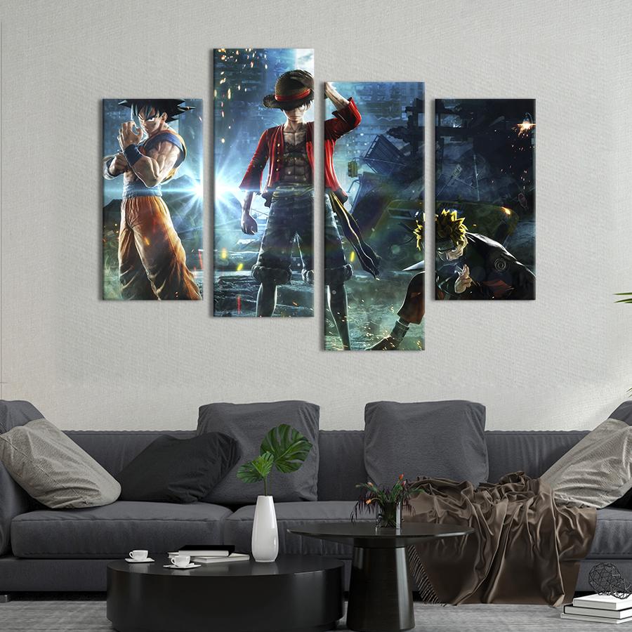 Картина модульная из 4 частей Cool Team Goku Naruto та Luffy XL 149x106 см (722-42)