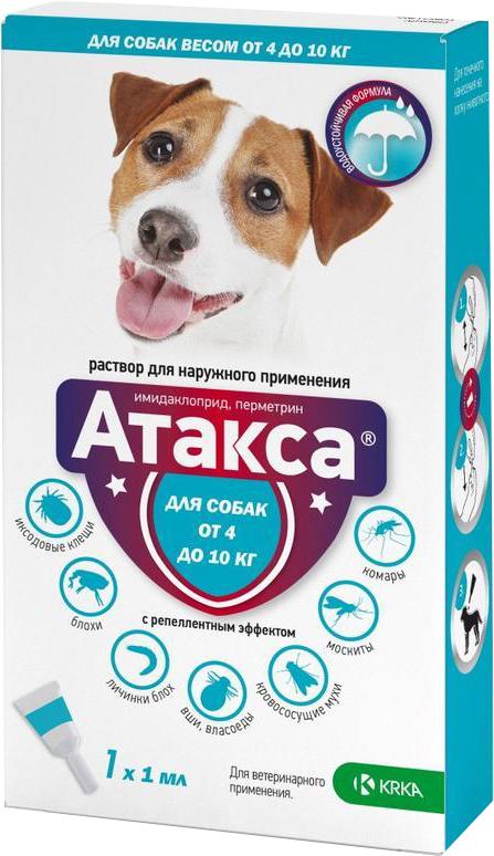 Капли от блох и клещей КРКА Атакса спот он для собак весом 4-10 кг 1 мл (5909991257187)