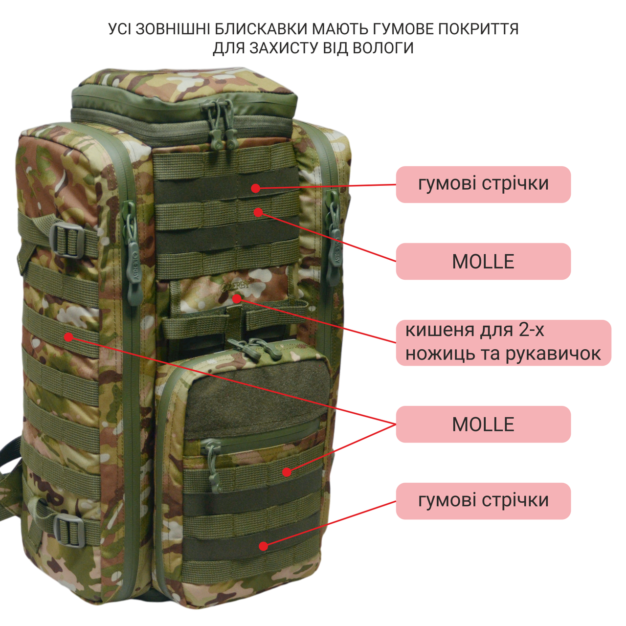 Комплект рюкзак боевого медика Derby MultiPack и ноши эвакуационные мягкие бескаркасные Мультикам (2545314160) - фото 7 Комплект рюкзак боевого медика Derby MultiPack и ноши эвакуационные мягкие бескаркасные Мультикам (2545314160) - фото 7