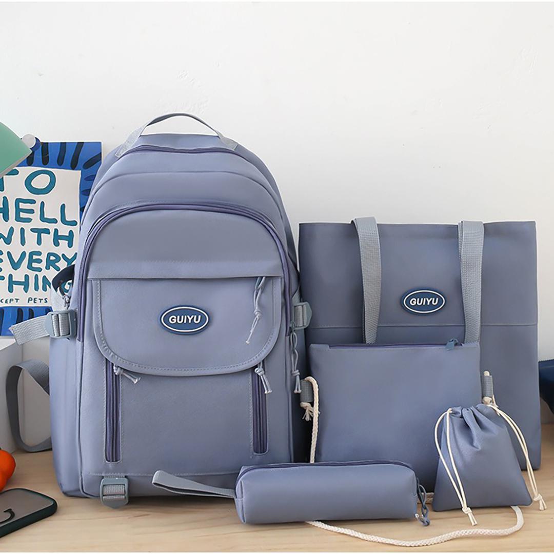Школьный рюкзак для девочки GUIYU 5в1 5-11 класс Голубой (27668071)