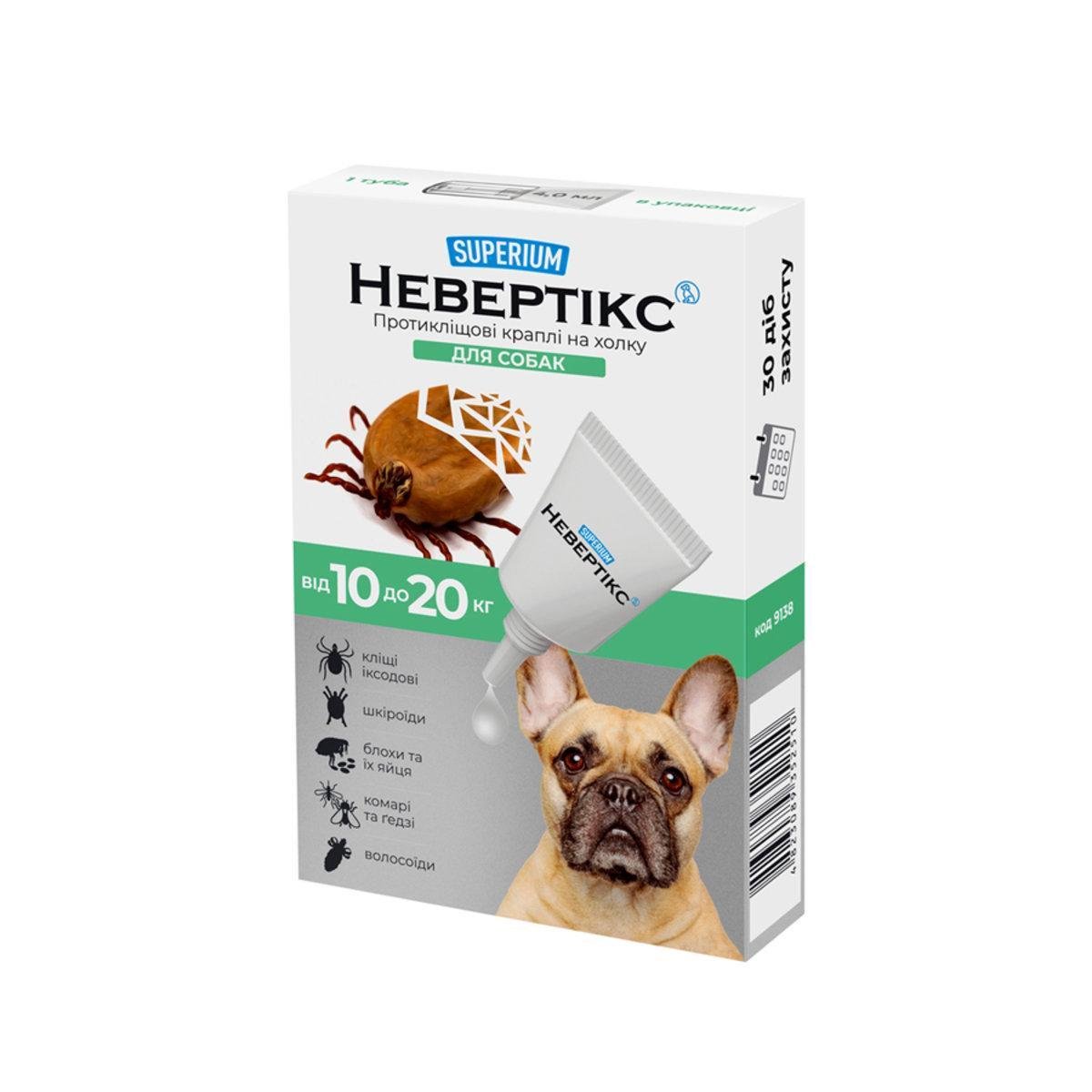 Капли противоклещевые Невертикс на холку для собак 10-20 кг (9138 Col)