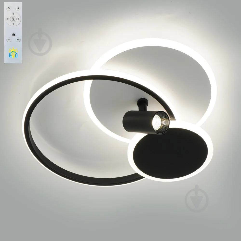 Люстра светодиодная ESLLSE ECLIPSE 3R LR с пультом 75 Вт 480х425х130 мм Черно-белый (10441) - фото 1