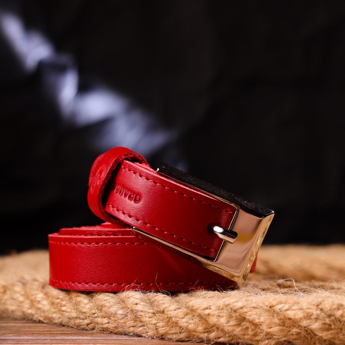 Ремінь жіночий GRANDE PELLE Leather Belt 21446 Червоний - фото 8