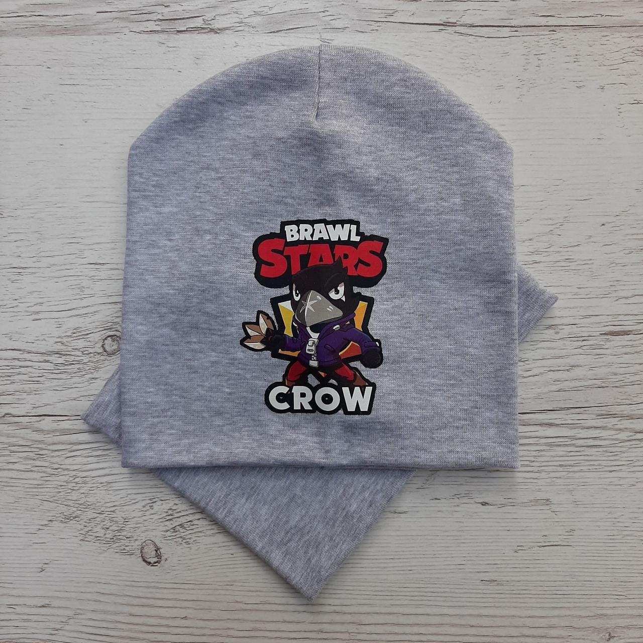Детская шапка с хомутом Кahta "Brawl Crow" р. 52-56 Серый (OC-528)