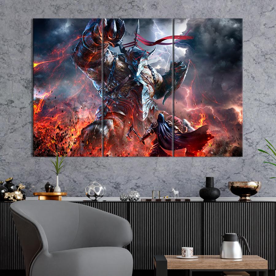Настенний декор Сражение с монстром Lords of the Fallen 128x81 см (A143-3)