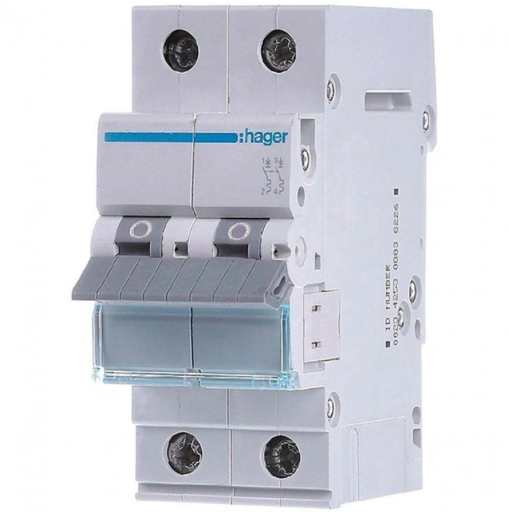 Автоматичний вимикач Hager MCN225 2Р 25А 6кА крива С. (MC225A)