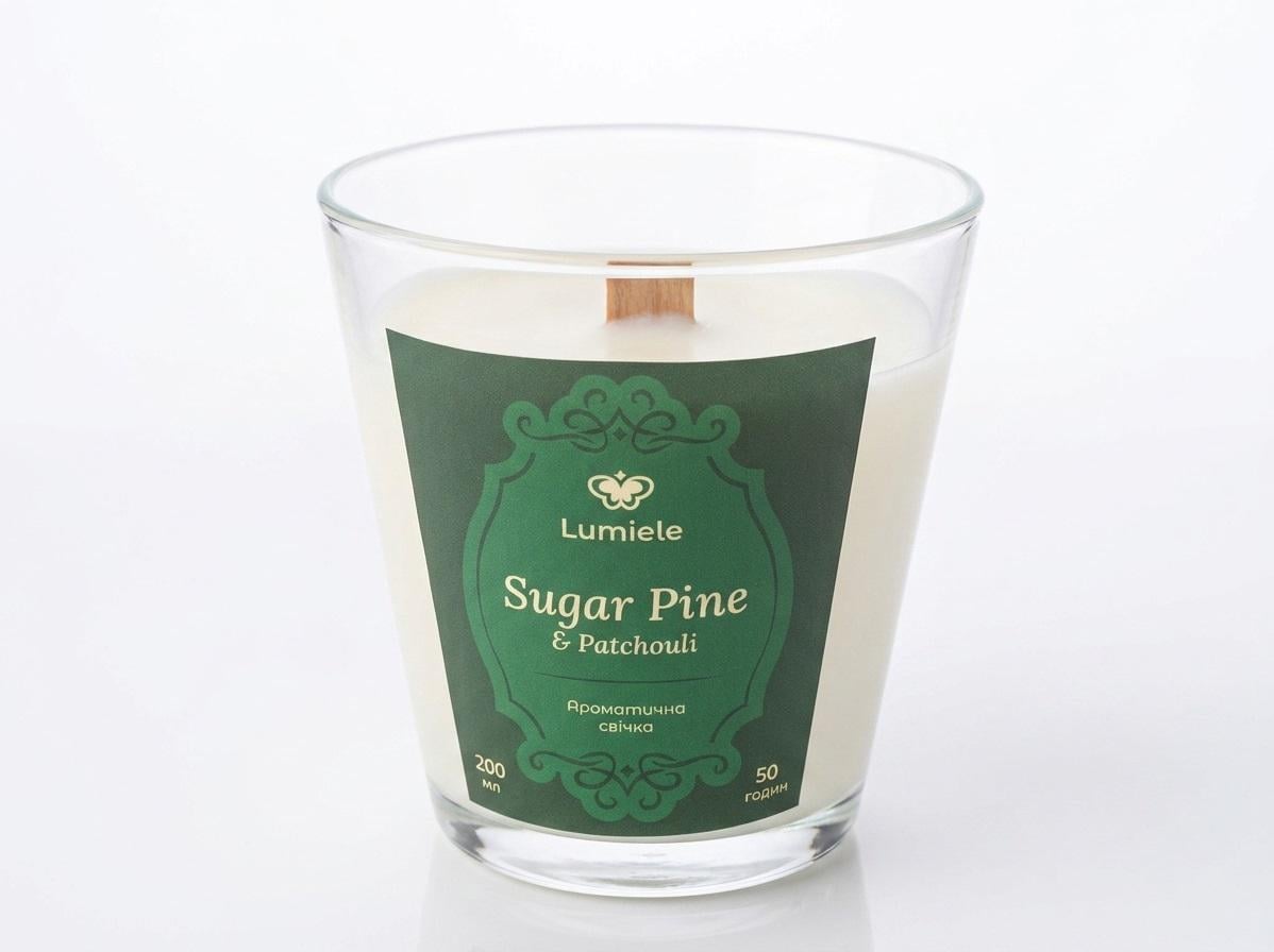 Свеча ароматическая Lumiele Sugar Pine & Patchouli (S-G-SP-200)