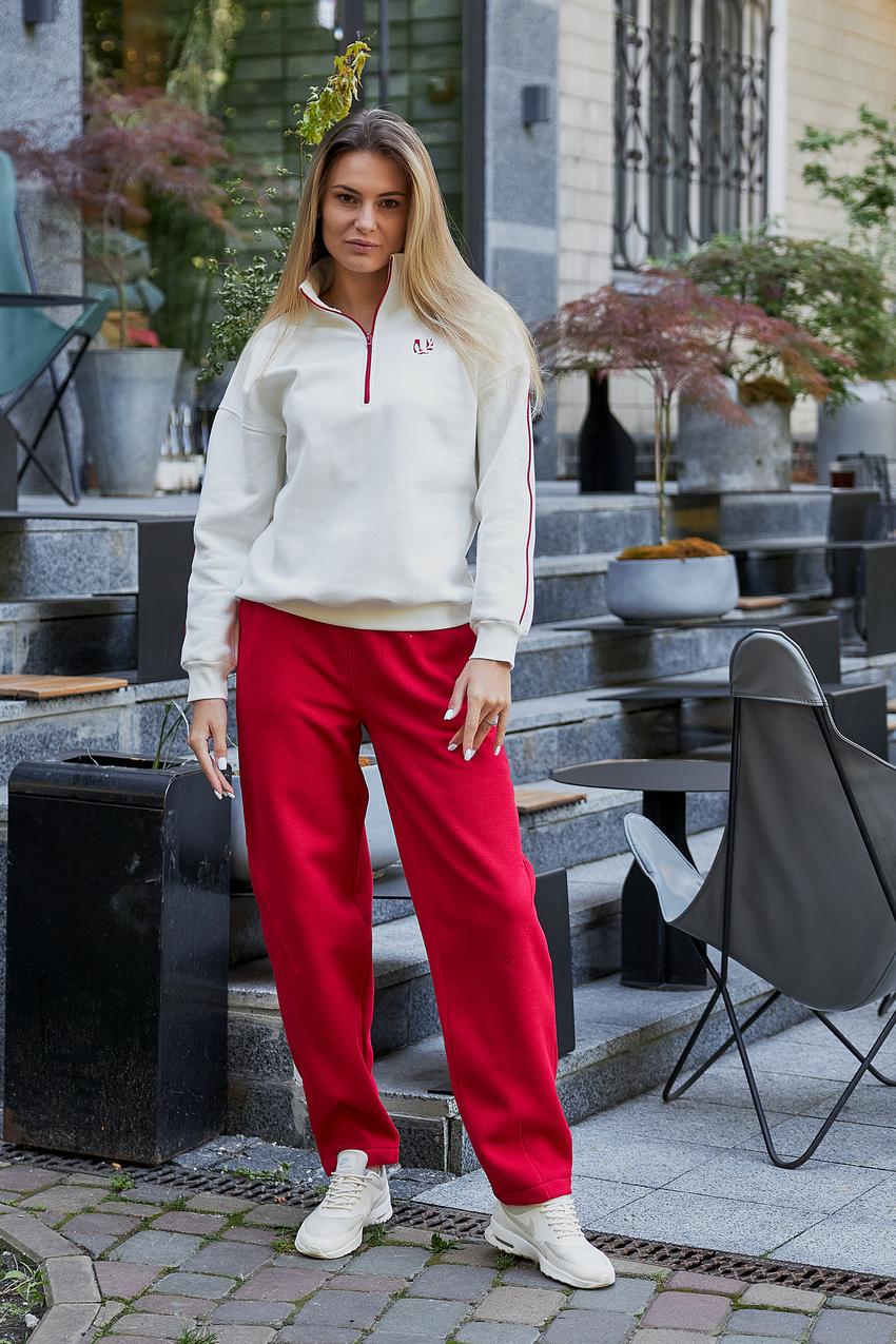 Костюм женский Лакоста М196.4 с начесом XXL Кремовый/Красный (981-1-64) - фото 1 Костюм женский Лакоста М196.4 с начесом XXL Кремовый/Красный (981-1-64) - фото 1