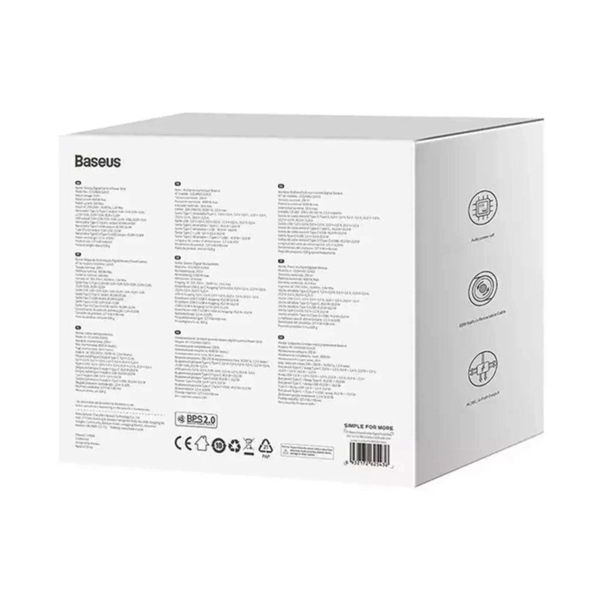 Удлинитель BASEUS PowerCombo Digital PowerStrip 2AC/1U/1C+Retractable-C 65W with 1,5 м Black (PSLR000301) - фото 6 Удлинитель BASEUS PowerCombo Digital PowerStrip 2AC/1U/1C+Retractable-C 65W with 1,5 м Black (PSLR000301) - фото 6