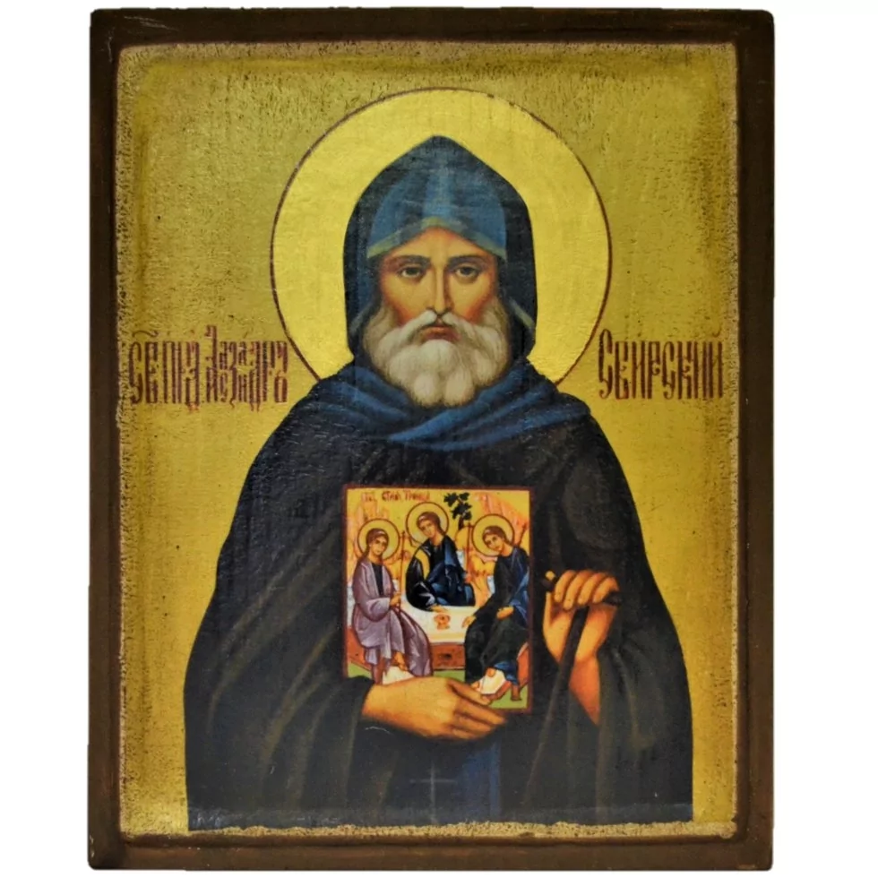 Икона Святой праведный Александр Свирский на дереве 20х15 см (112-0100м)