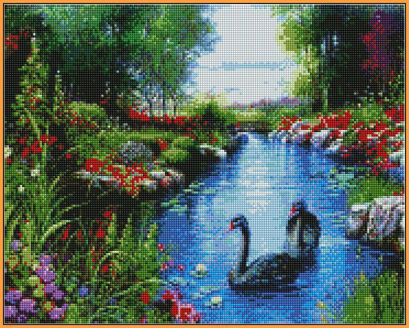 Алмазная мозаика Babylon Черные лебеди 40x50 см (ST127)