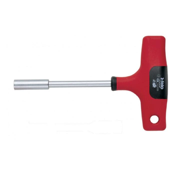 Отвертка-держатель бит Felo Т-образная магнитная 2-х компонентная ручка CrMoV сталь хромированная 33812580 125 мм (14718)