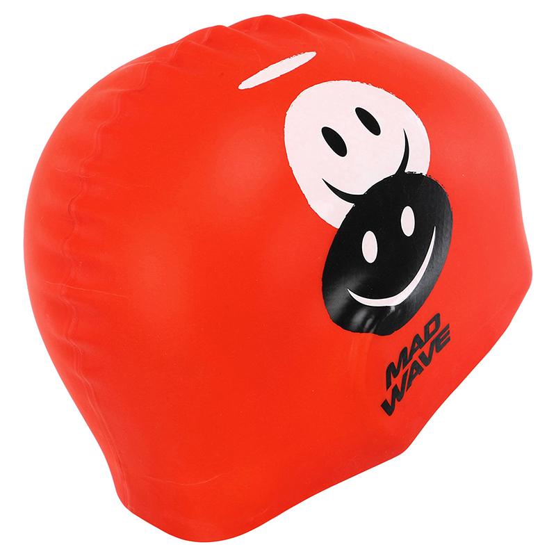Шапочка для плавания Mad Wave юниорская Junior Emoji M057308 Красный (60444260) - фото 4 Шапочка для плавания Mad Wave юниорская Junior Emoji M057308 Красный (60444260) - фото 4