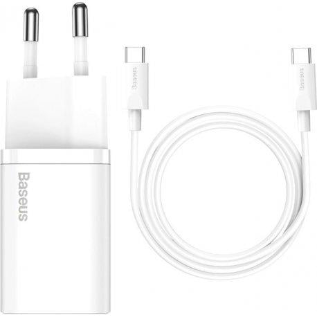 Зарядное устройство сетевое BASEUS Super Silicone PD Charger 25W 1Type-C With Cable Type-C to Type-C White (TZCCSUP-L02)