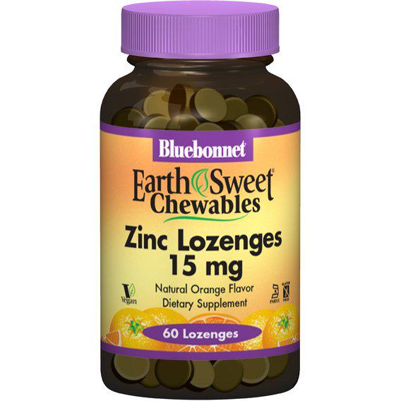 Микроэлемент Цинк Bluebonnet Nutrition Zinc 15 мг 60 Lozenges Orange Flavored (BLB0745) - фото 1