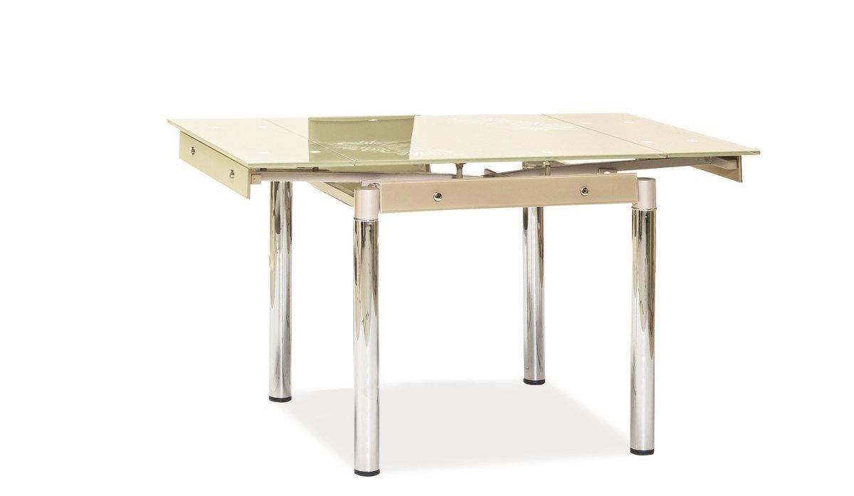 Стол кухонный Signal GD-082 80 (131) x80 (раскладной) Закаленное стекло/Металл цвет Кремовый/Хром (GD082K)