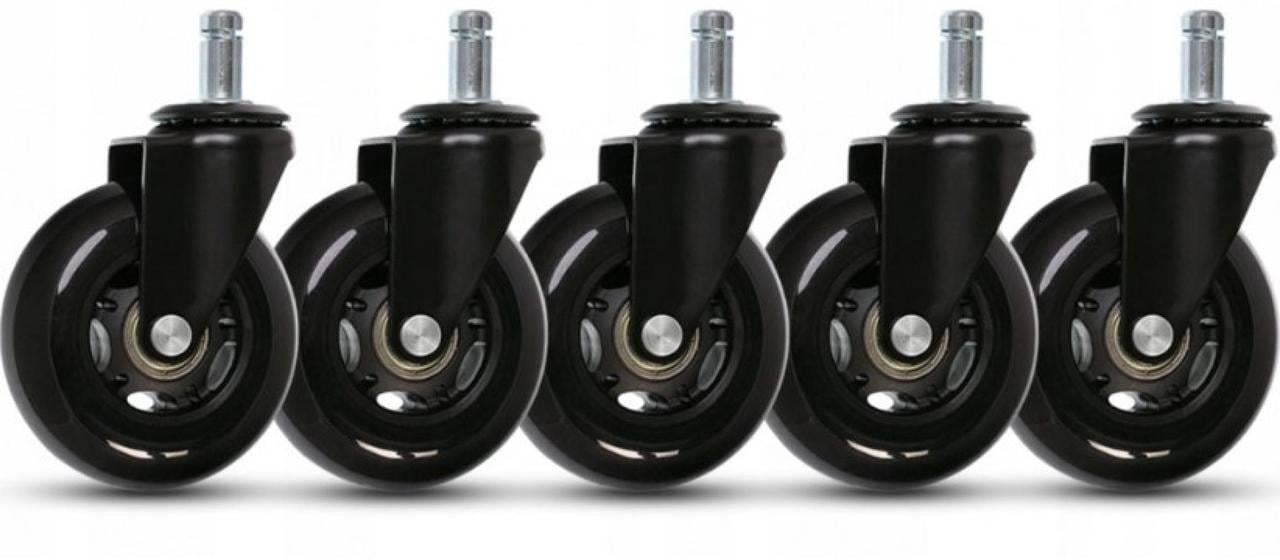 Силіконові колеса 5шт для офісного комп'ютерого та геймерського крісла Чорні (00060)