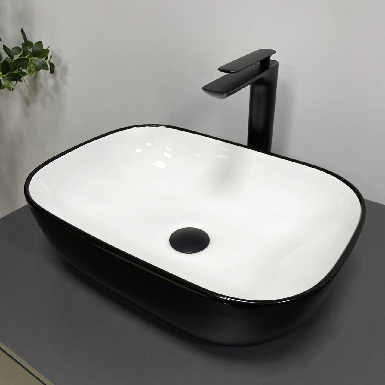 Умывальник накладной VBI RAVENNA Black/White Glossy (2808389756)