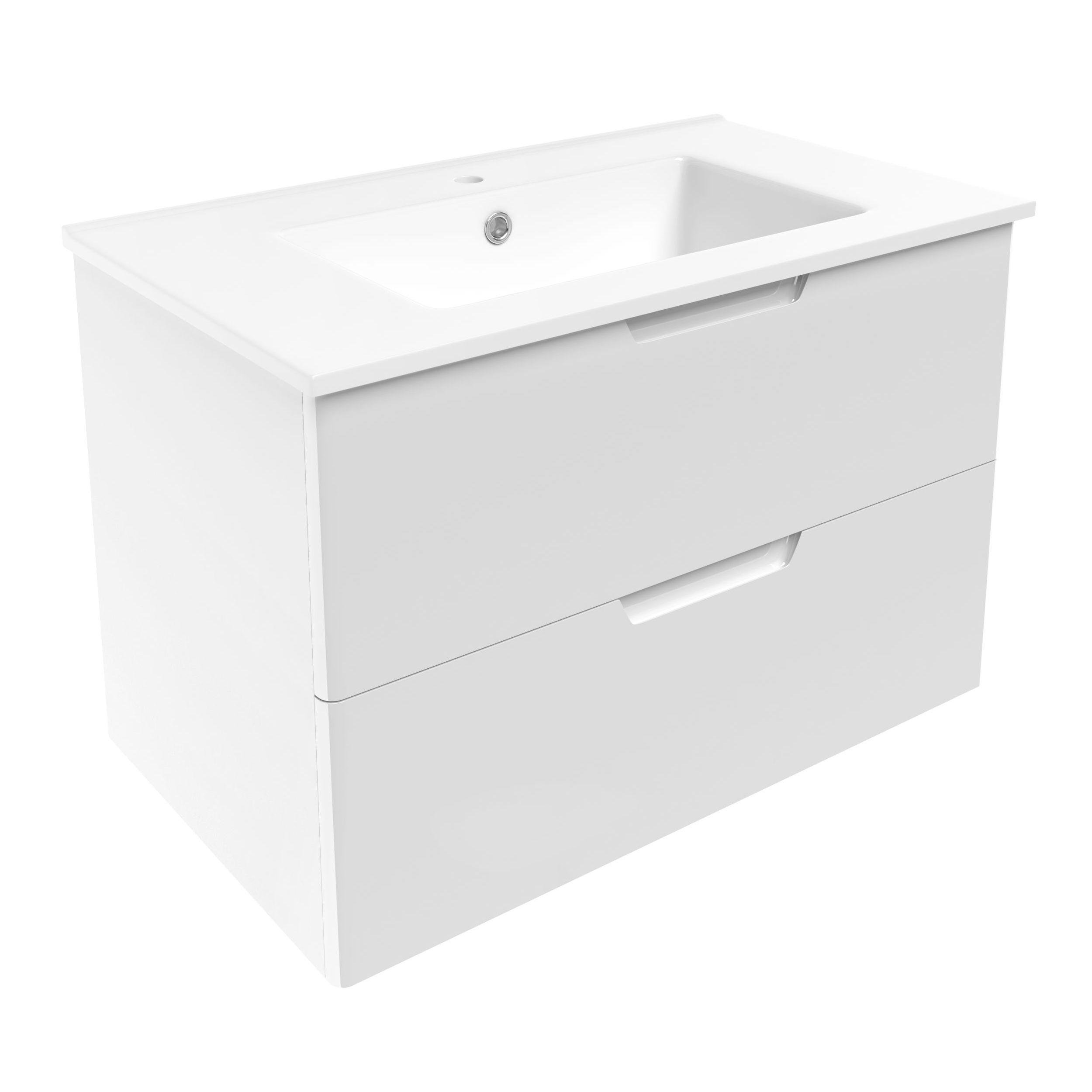 Набор мебели для ванной комнаты VOLLE LIBRA тумба подвесная/2 ящика/умывальник накладной Белый (ANT-72988)