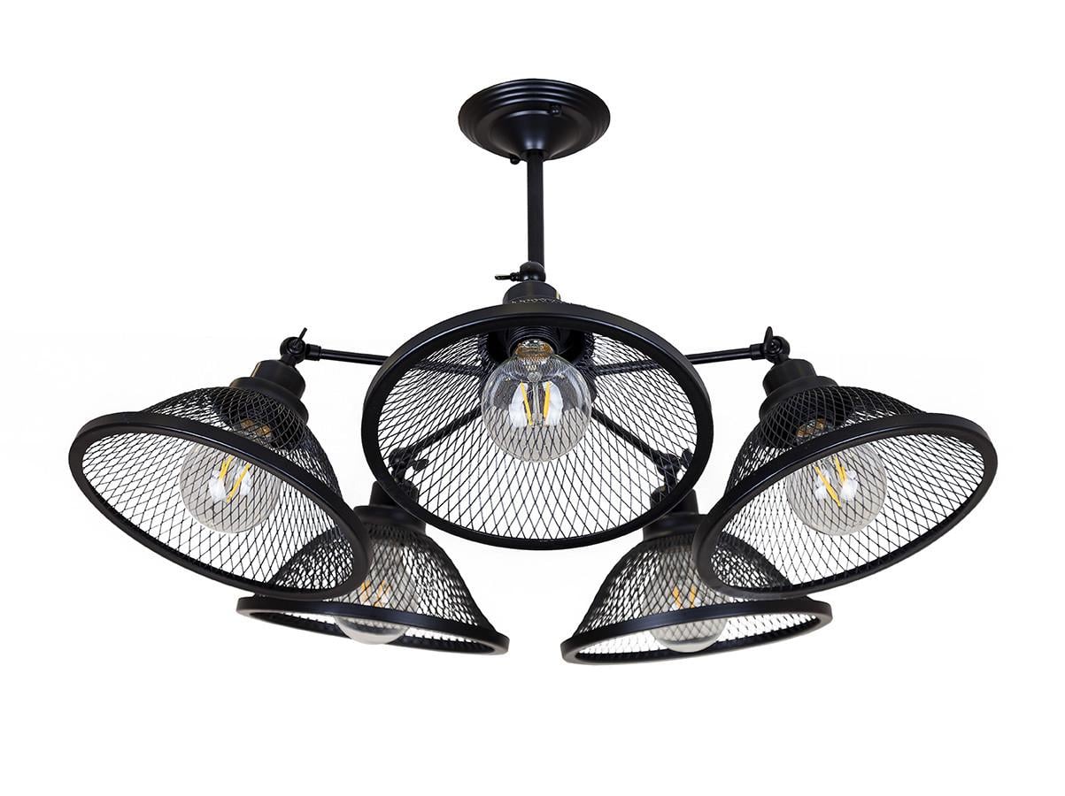 Люстра Levistella 752F009-5 BK лофт на пять металлических плафонов Черный (1887936177)