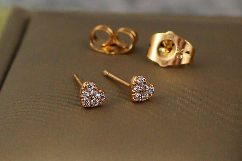 Серьги гвоздики Xuping Jewelry маленькие сердечки 4 мм Золотистый (2079177755)