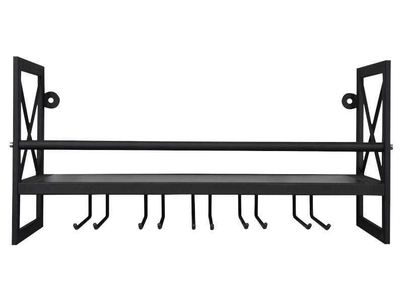 Стелаж винний настінний Kompred OL539/1 з тримачами для бокалів 800х200х400 мм Чорний