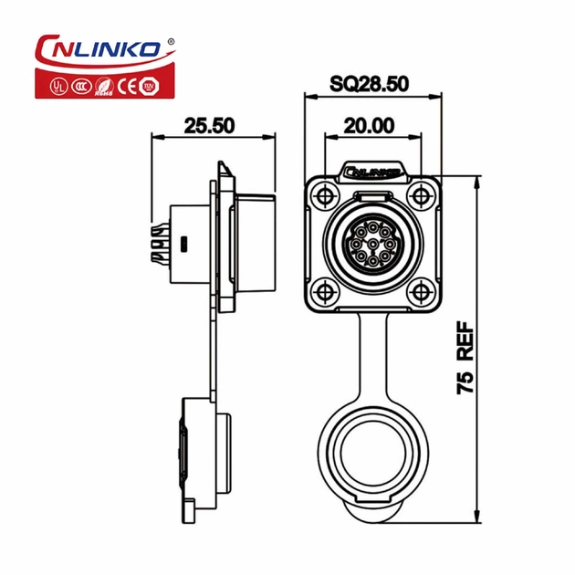 Герметична розетка Cnlinko LP-16-J09SX-03-401 9 pin 5A 250V (57033) - фото 4