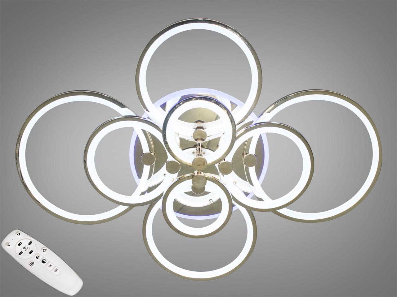 Люстра потолочная EcoLed с диммером и LED подсветкой 8022/8HR 3col dim Серебрянный/Золотой