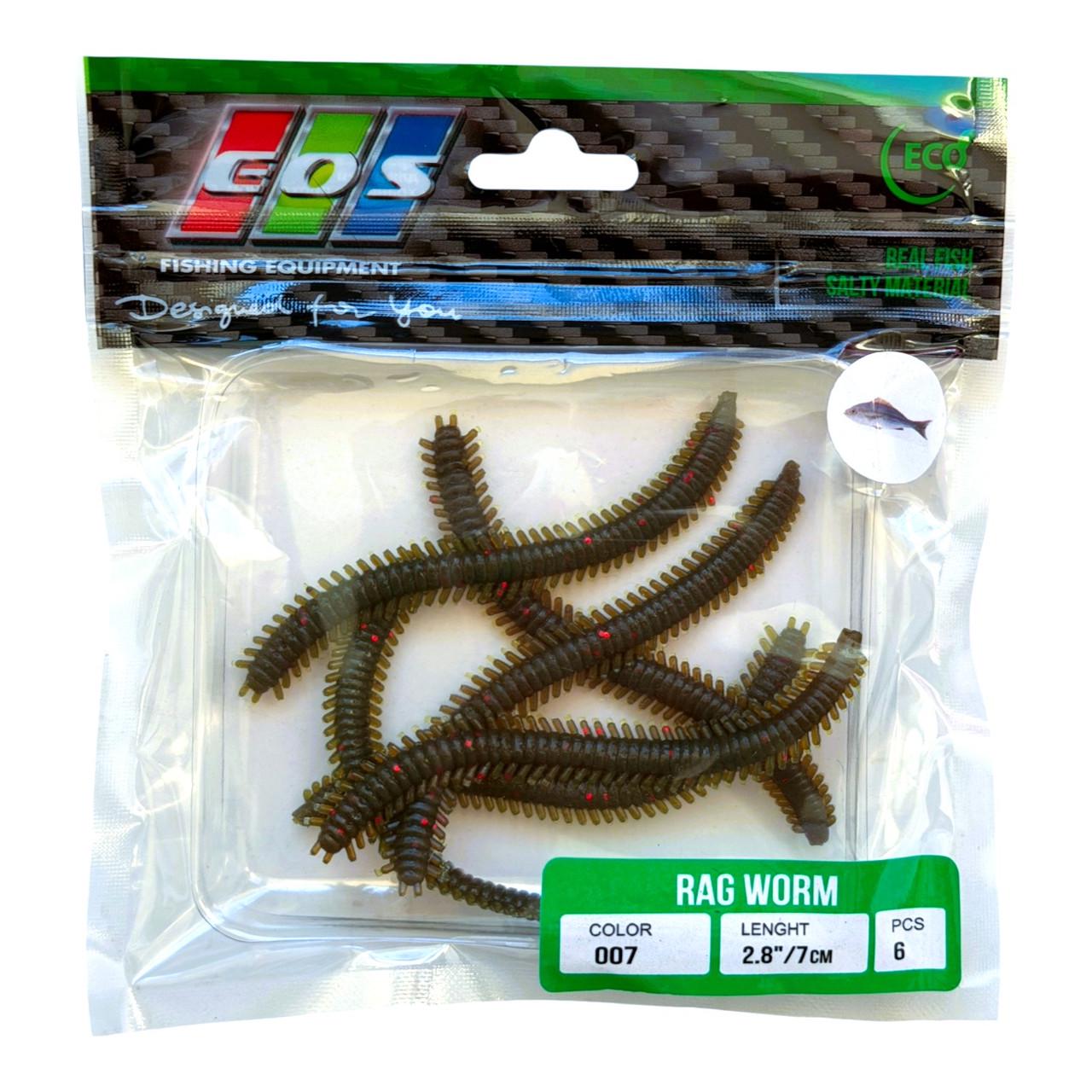 Морской червь силиконовый Rag Worm EOS color 007 6 шт./упак Темно-зеленый (3226116957)