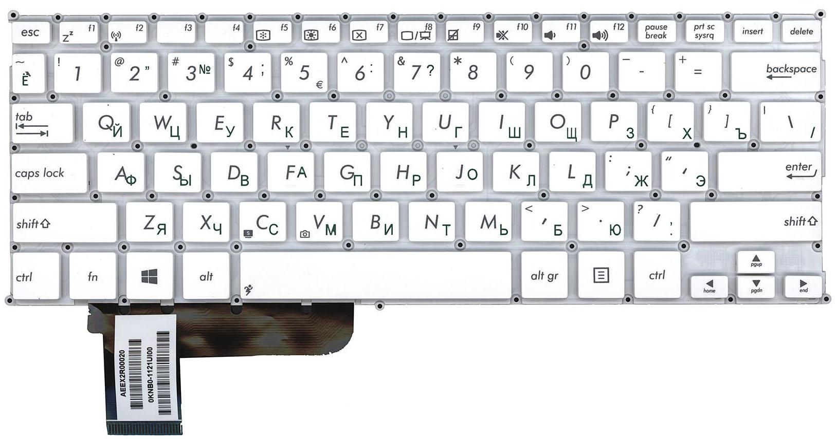Клавиатура для ноутбука Asus VivoBook X201E/S201/S201E/X201 White