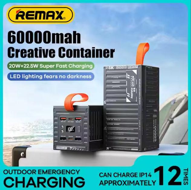 Повербанк зі швидкою зарядкою Remax 22,5W/60000 mAh Сірий (RPP-609B) - фото 4 Повербанк зі швидкою зарядкою Remax 22,5W/60000 mAh Сірий (RPP-609B) - фото 4