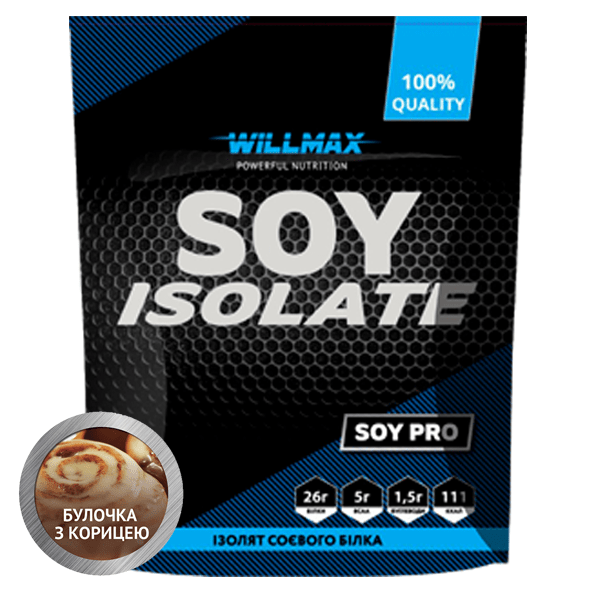 Протеїн соєвий ізолят SOY ISOLATE Willmax 900 г Булочка з корицею (4116)