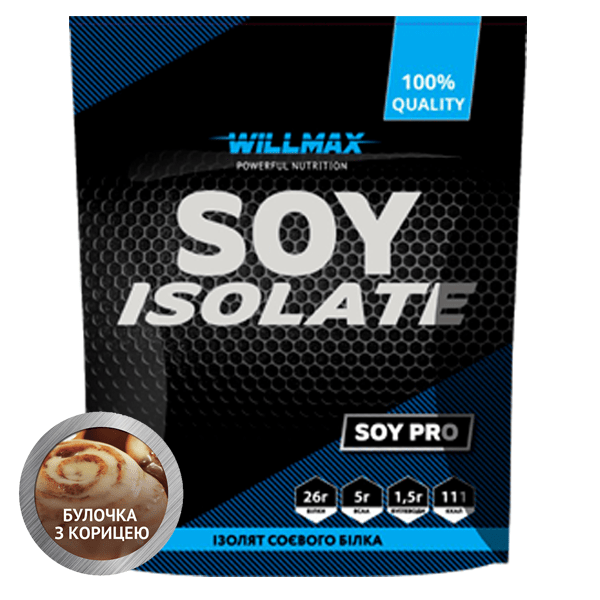 Протеїн соєвий ізолят SOY ISOLATE Willmax 900 г Булочка з корицею (4116) - фото 1