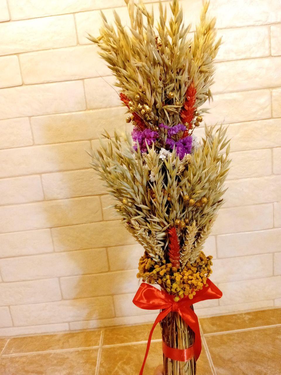 Дидух рождественский из колосья пшеницы/льна и овса 50-55 см с красной лентой (2813747862) - фото 6 Дидух рождественский из колосья пшеницы/льна и овса 50-55 см с красной лентой (2813747862) - фото 6