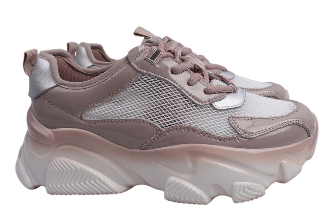 Кроссовки женские Farinni из кожи на низком ходу на шнуровке р. 37 Пудра (158-21LK)