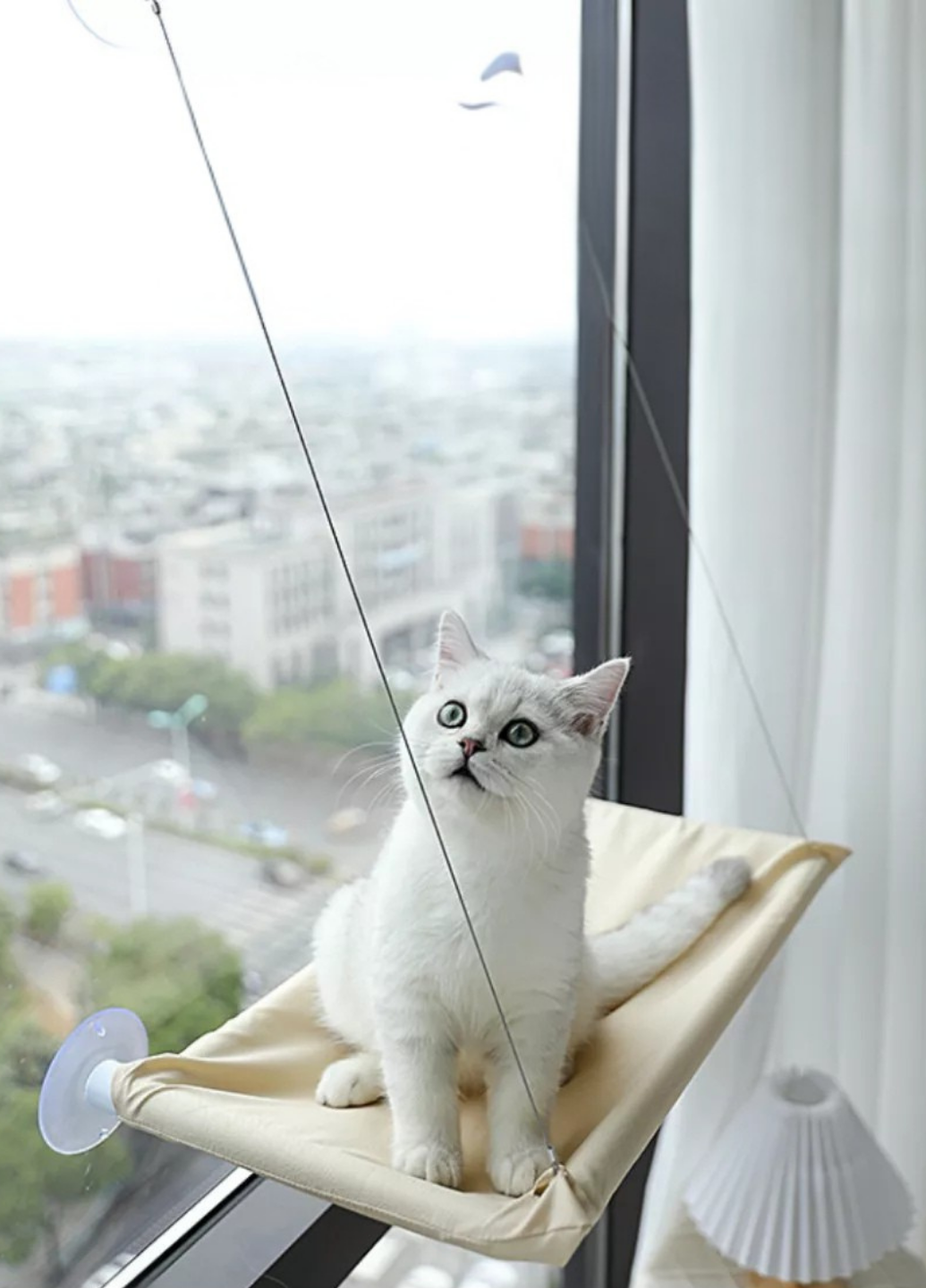 Лежак-гамак для котів віконний на присосках 54x30 см Бежевий (60119)