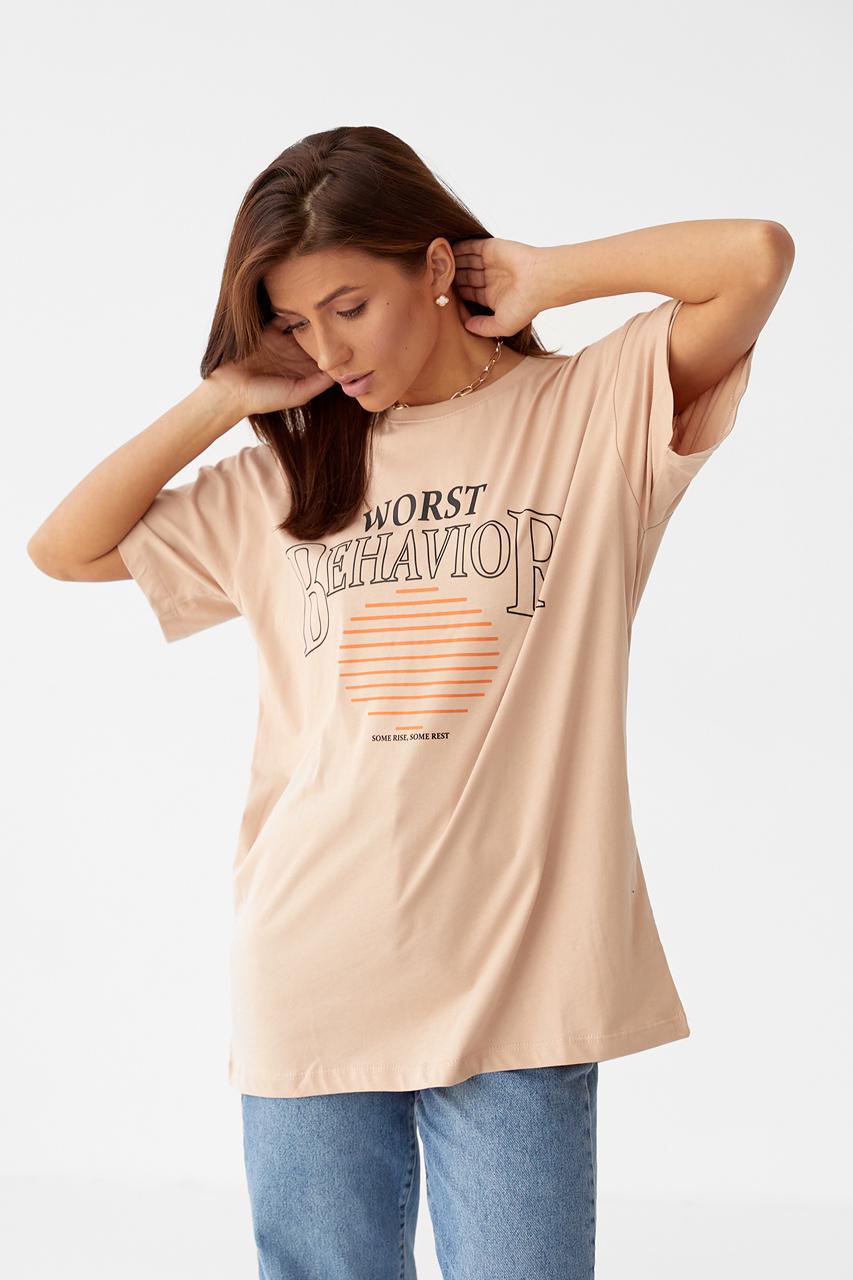 Футболка женская oversize M Бежевый (9541709) Футболка женская oversize M Бежевый (9541709)