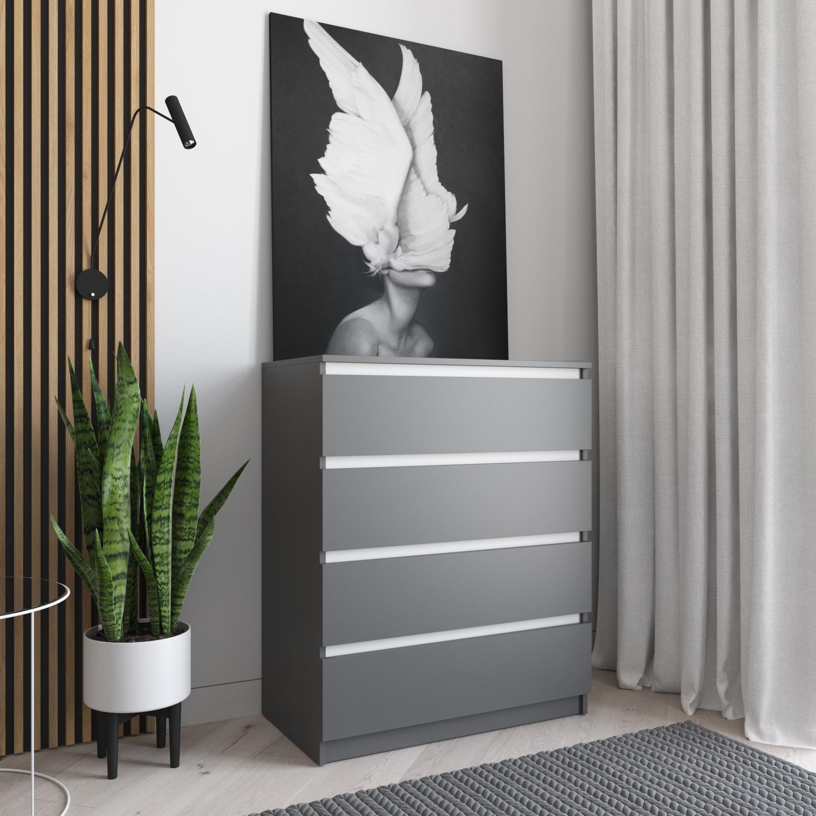 Комод для хранения одежды ДСП четыре ящика 100х80х40 см Антрацит/Белый (NT-215)