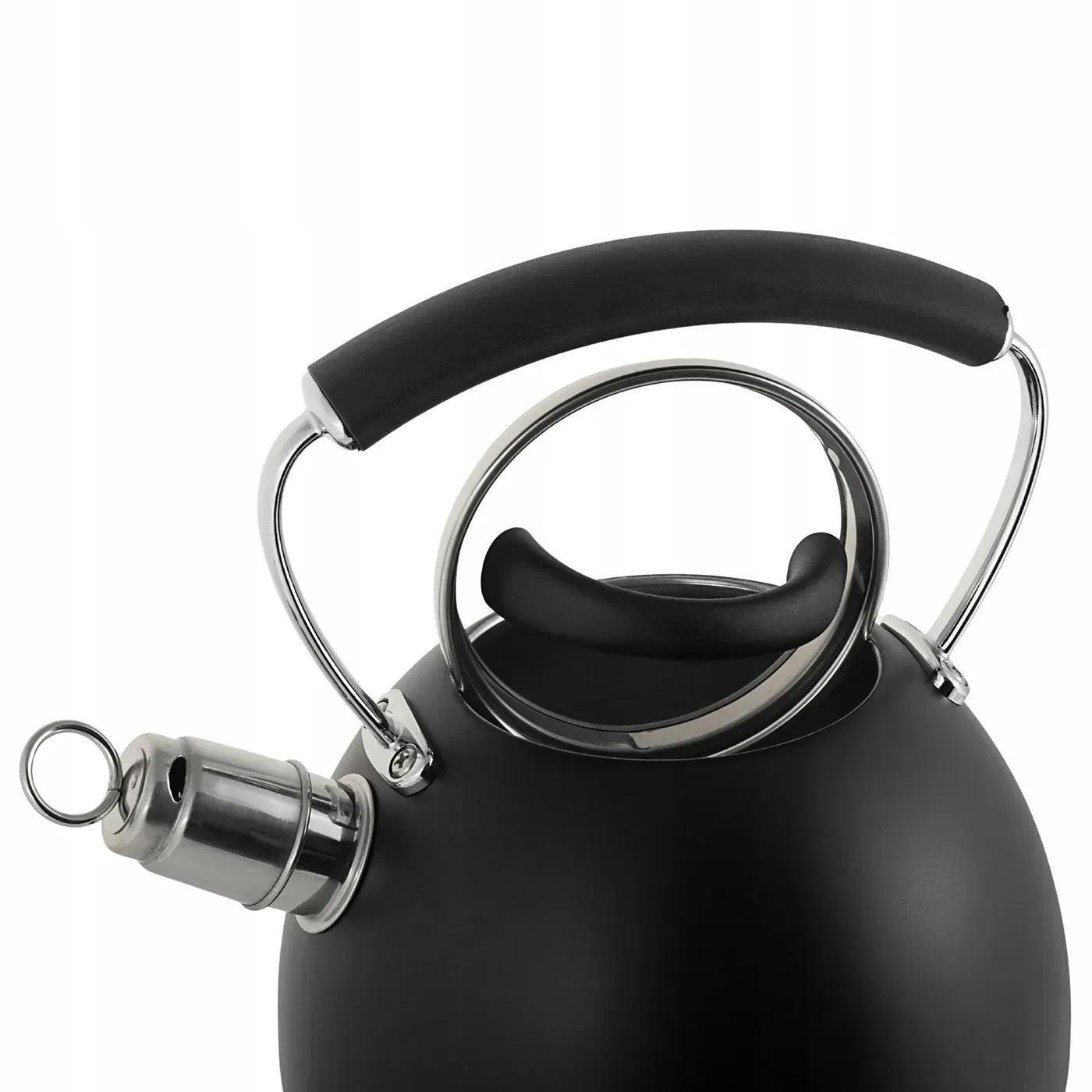 Чайник із свистком та ручкою з покриттям soft touch Ofenbach KM-100311 із нержавіючої сталі 2,5 л Чорний (150-84-100311) - фото 2 Чайник із свистком та ручкою з покриттям soft touch Ofenbach KM-100311 із нержавіючої сталі 2,5 л Чорний (150-84-100311) - фото 2