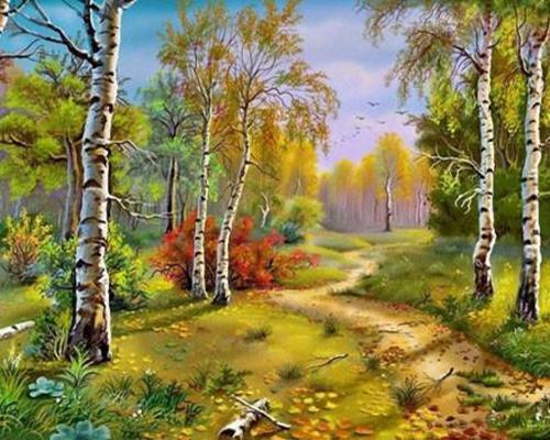 Алмазная мозаика на подрамнике Золотая осень 50x40 (DM.038-pdr)
