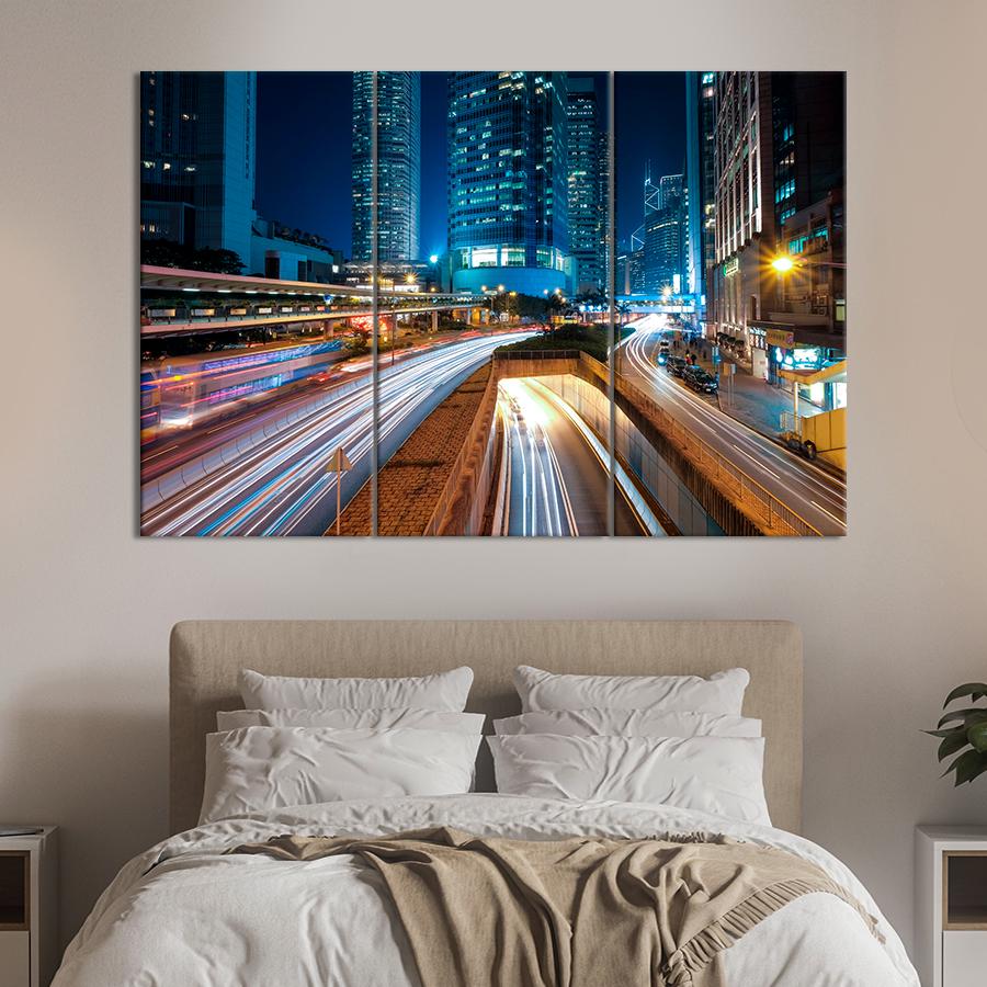 Картина город Уличное движение в мегаполисе 156x100 см (A787-3)
