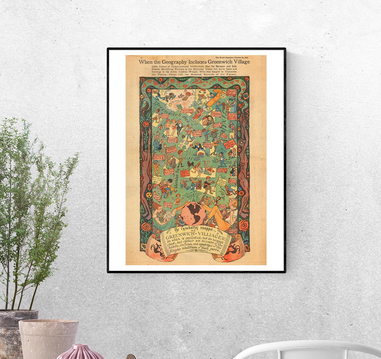 Постер Коултон Во, Символическая карта Гринвич-Виллидж, 1922 г. формат А-1