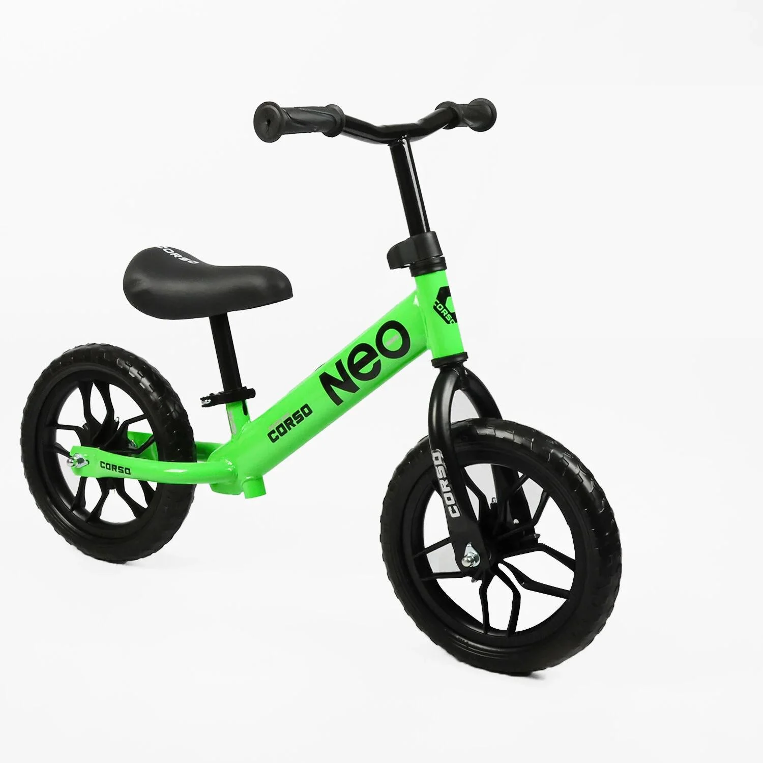 Беговел Corso Neo стальная рама колеса 12" подставка для ног Зеленый (EN-69778)