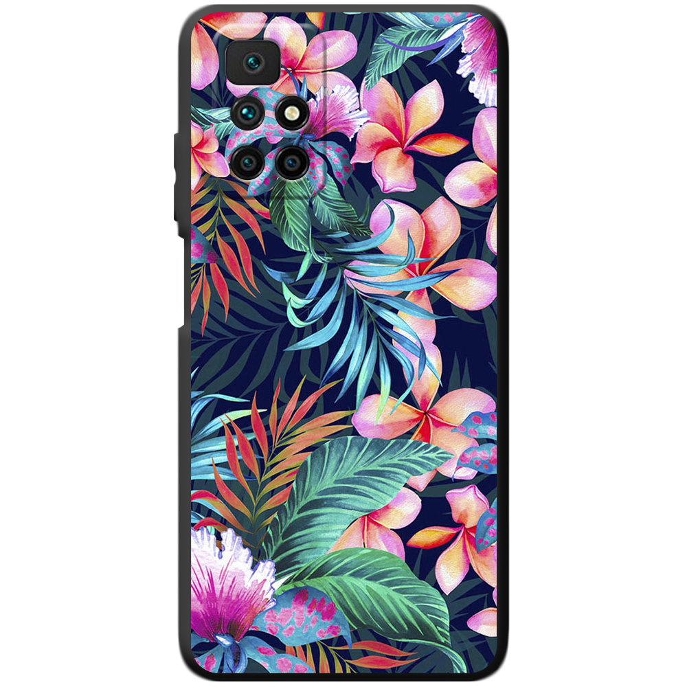 Чехол BoxFace Xiaomi Redmi 10 flowers in the tropics Черный силикон (43311-up1971-43679)