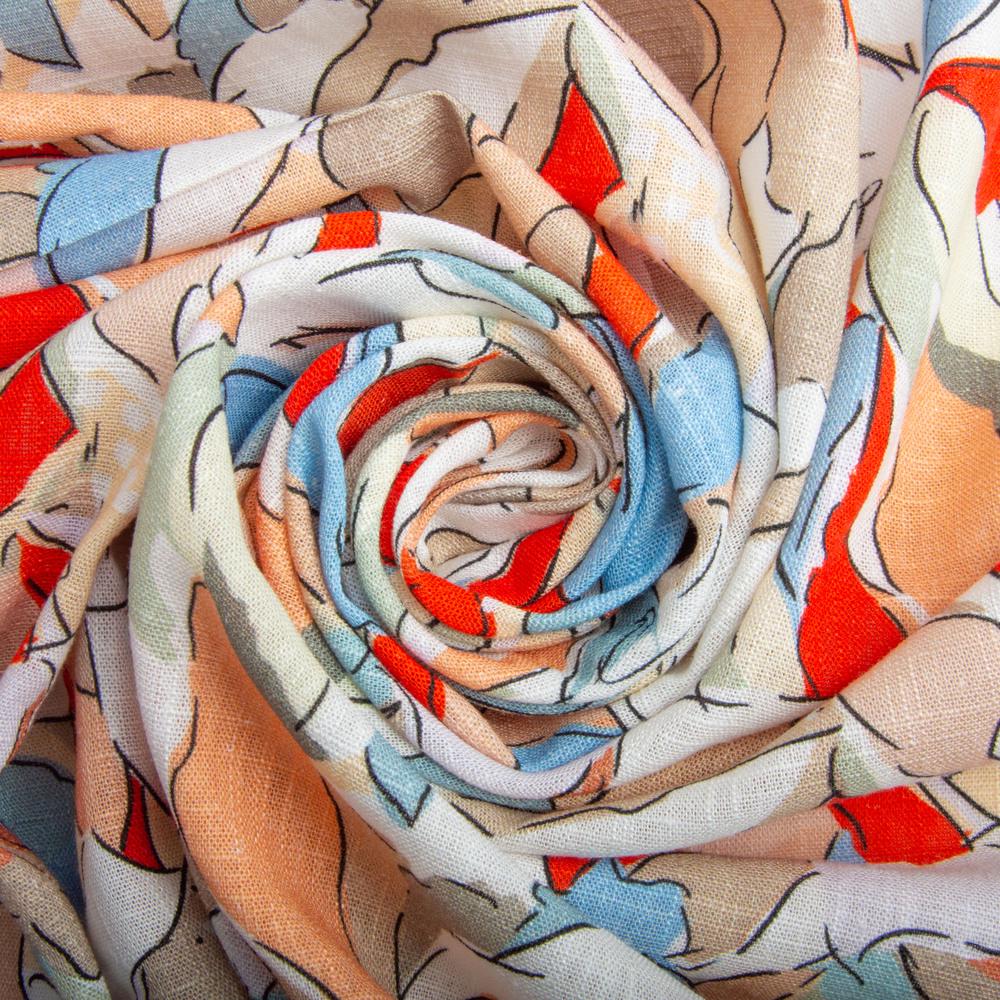 Ткань костюмно-платьяная лен с вискозой 180 г/м2 140 см акварель Красный (26440)