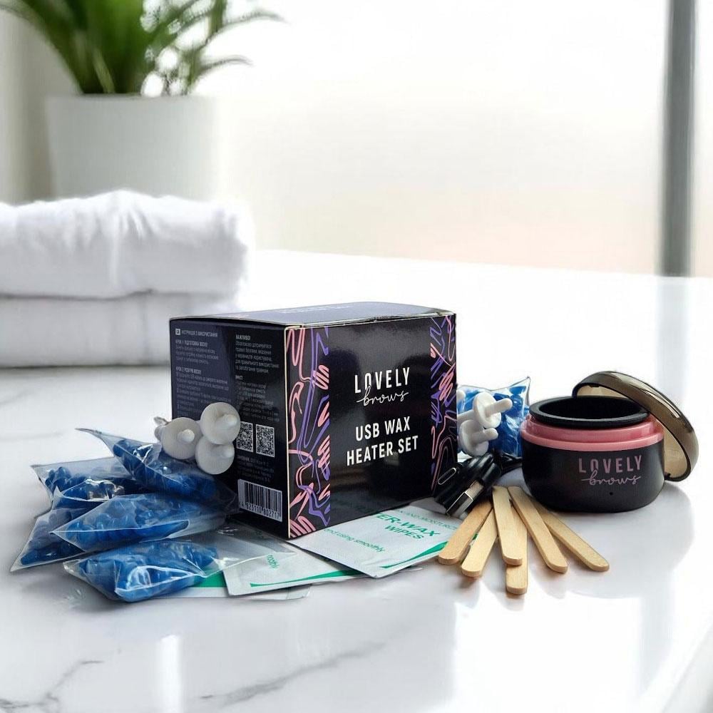 Набор для депиляции с воскоплавом мини USB Lovely Brows Розовый (011756)