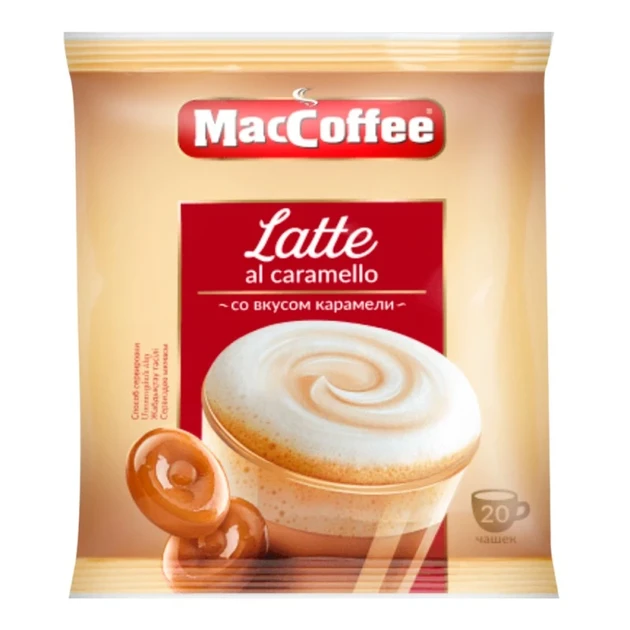 Напій кавовий MacCoffee Latte al caramello з ароматом карамелі 20x22 г