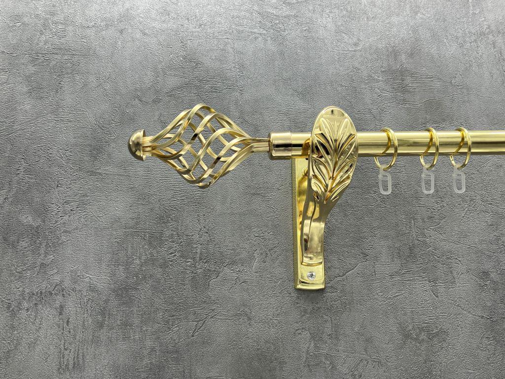 Карниз Quadrum Арезо гладкая штанга одинарный ретро 25 мм 160 см Золотой